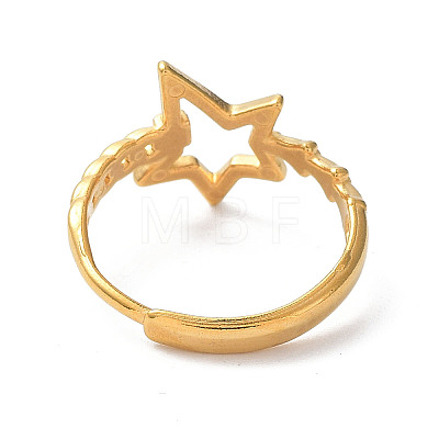 304 Stainless Steel Hollow Star Adjustable Rings RJEW-D006-23G-1