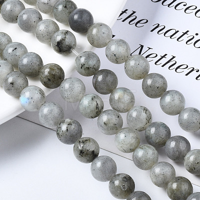 Natural Labradorite Round Beads Strands G-S158-8mm-1