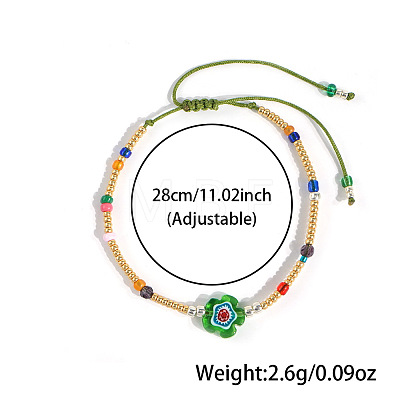 Flower Glass Seed Bead & Glass Beads Braided Bead Bracelets NS0067-3-1