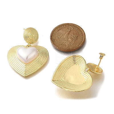 Rack Plating Heart Brass Dangle Stud Earrings EJEW-H143-16G-1