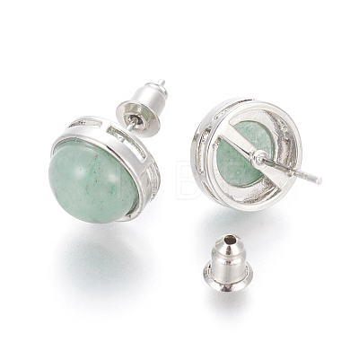 Natural Green Aventurine Stud Earrings EJEW-F162-H10-1