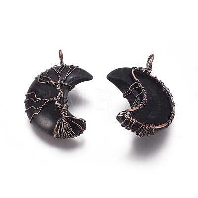 Natural Obsidian Tree of Life Wire Wrapped Pendants G-L520-E03-R-NF-1
