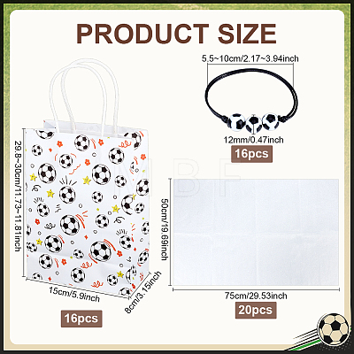 16Pcs Football Paper Bags DIY-PH0032-50-1