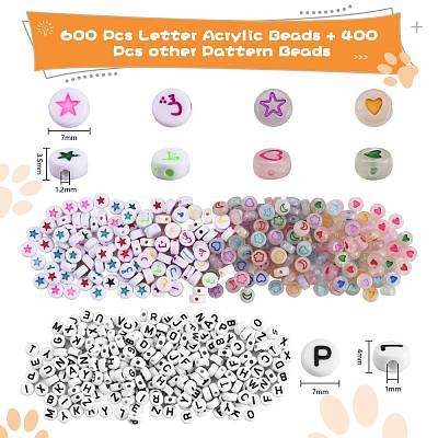 1000Pcs 5 Style Acrylic Beads MACR-SZ0001-20-1