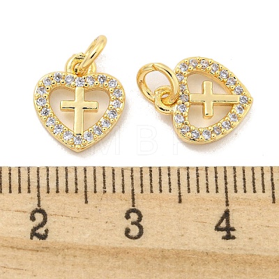 Brass Micro Pave Clear Cubic Zirconia Charms KK-Z044-21G-1