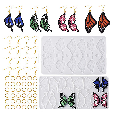  2Pcs 2 Style Butterfly Wing Shape Pendant Silicone Molds DIY-TA0005-66-1