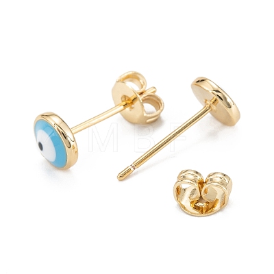 Brass Enamel Stud Earrings EJEW-D274-02G-01-1
