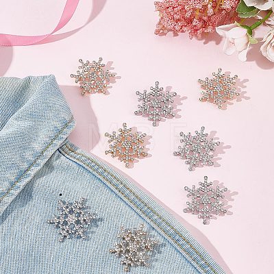 Gorgecraft 10Pcs 2 Colors Crystal Rhinestone Christmas Snowflake Brooch Pin JEWB-GF0001-29-1