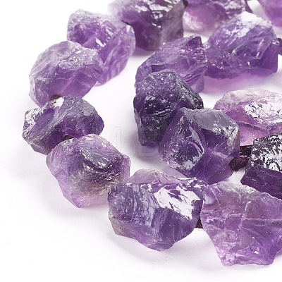 Raw Rough Natural Amethyst Beads Strands G-G838-01-1
