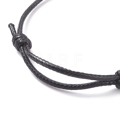 Natural Black Agate(Dyed) Disc Beaded Cord Bracelet BJEW-JB07686-03-1