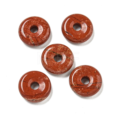 Natural Red Jasper Donut/Pi Disc Charms G-G142-01R-1