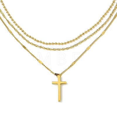 Cross 304 Stainless Steel Pendant Necklaces for Women NJEW-G157-07G-1