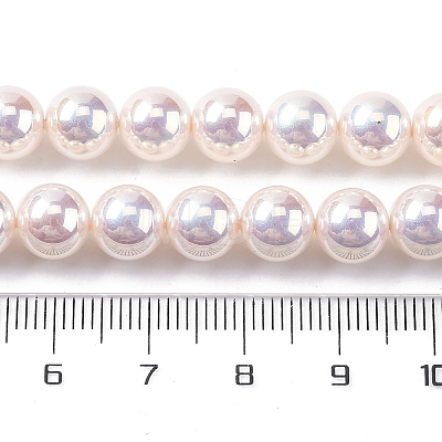 UV Plating Pearlized Glass Pearl Beads Strands GLAA-F128-01B-T02-1