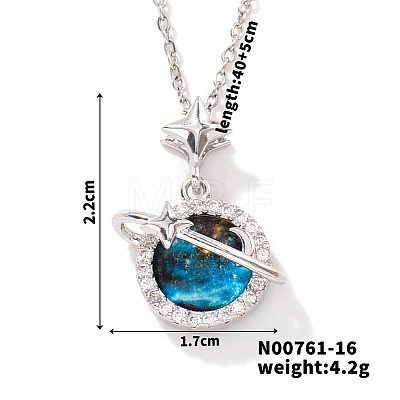 Starry Sky Theme Brass Pave Clear Cubic Zirconia Pendant Necklace for Women AQ6325-3-1