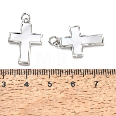 Rack Plating Brass & White Shell Pendants SH-CBA6629-34P-1