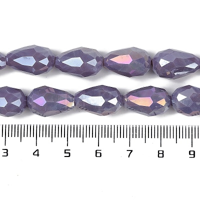 Opaque Solid Color Electroplate Glass Beads Strands LS-EGLA-N013-P8mm-B09-1