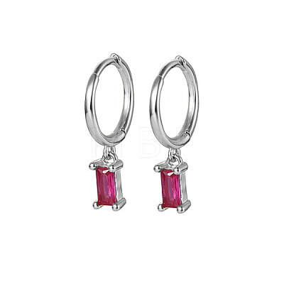 Anti-Tarnish Platinum Rhodium Plated 925 Sterling Silver Dangle Hoop Earrings for Women SY2365-15-1