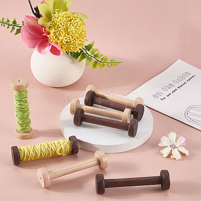 10Pcs 2 Colors Wood Sewing Embroidery Thread Spool WOOD-SC0002-35-1