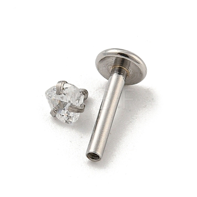 304 Stainless Steel Threaded Flatback Earrings EJEW-NH0001-01C-02-1