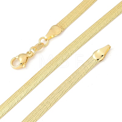 4mm Rack Plating Brass Flat Snake Chain Necklaces for Women Men MAK-L044-14G-1