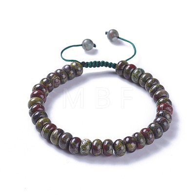 Adjustable Natural Dragon Blood Jasper Braided Bead Bracelets BJEW-F369-A16-1