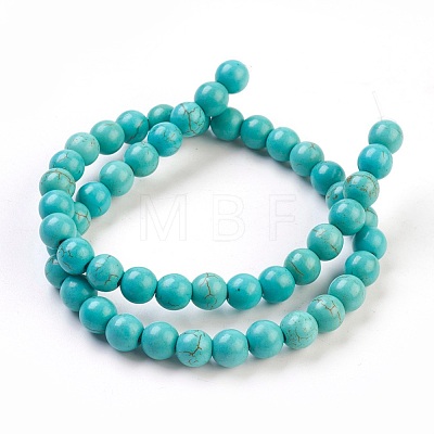 1 Strand Synthetic Turquoise Round Beads Strands X-TURQ-G106-8mm-02D-1
