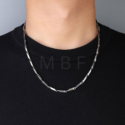 Non-Tarnish 201 Stainless Steel Rectangle Bar Link Chain Necklaces NJEW-Q336-05B-P-1