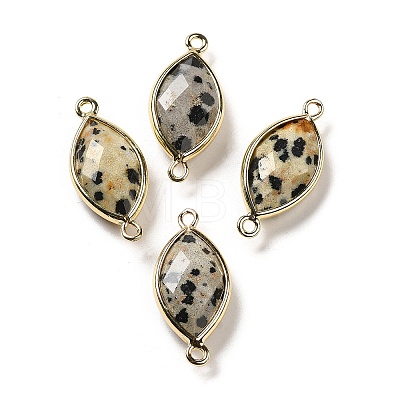 Natural Dalmatian Jasper Faceted Connector Charms G-K347-03G-12-1