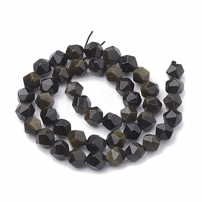 Natural Golden Sheen Obsidian Beads Strands G-S332-10mm-012-1