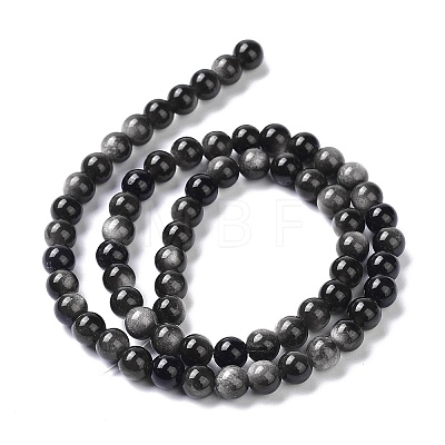 Natural Silver Obsidian Beads Strands X-G-D083-01D-1