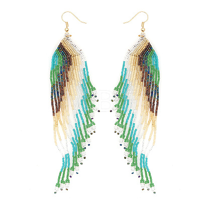 Bohemian Handmade Glass Seed Beads Wing Tassel Dangle Earrings EH5379-1
