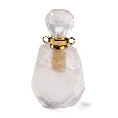 Natural Rose Quartz Faceted Perfume Bottle Pendants G-A026-14-1