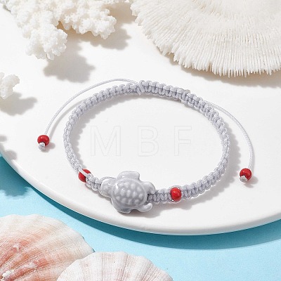 Porcelain Tortoise Braided Bead Bracelets BJEW-JB10058-04-1