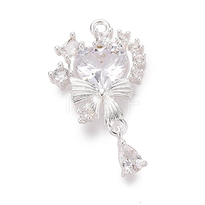 Valentine's Day Brass Micro Pave Clear Cubic Zirconia Pendants KK-N288-13S-1