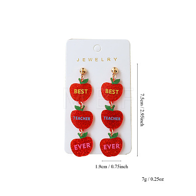 Back to School Acrylic Dangle Stud Earrings FS-WGAA197-04-1
