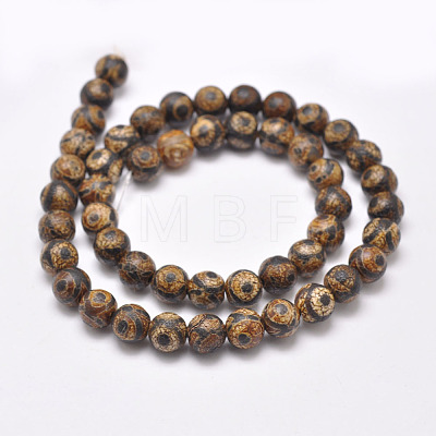 Tibetan Style 3-Eye dZi Beads Strands G-P229-A-03-8mm-1