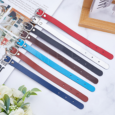 Gorgecraft 7Pcs 7 Colors Cowhide Leather Adjustable Add-A-Bag Luggage Straps AJEW-GF0008-12-1