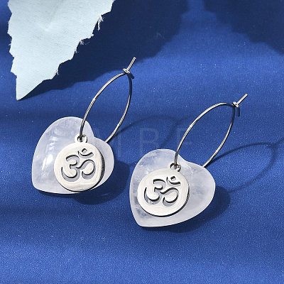 Natural Quartz Crystal & 304 Stainless Steel Hoop Earrings for Women EJEW-G475-04P-02-1