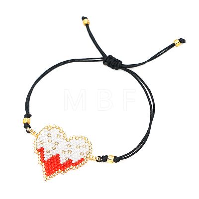 Friendship Heart Loom Pattern Seed Beads Bracelets for Women BJEW-A121-44-1