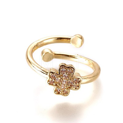 Adjustable Brass Micro Pave Cubic Zirconia Finger Rings RJEW-L086-03G-1