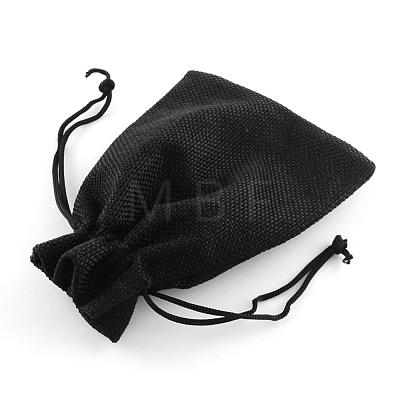 Polyester Imitation Burlap Packing Pouches Drawstring Bags ABAG-R005-18x13-09-1