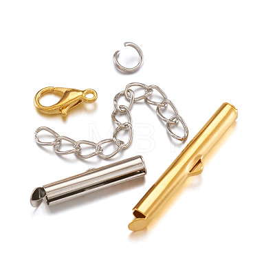  Jewelry Iron Slide On End Clasp Tubes FIND-PJ0001-01-1