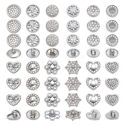 48Pcs 12 Colors 1-Hole Alloy Rhinestone Shank Buttons BUTT-GA0001-43P-1