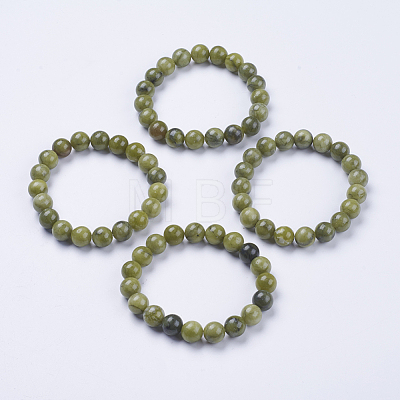Natural Jade Beaded Stretch Bracelets BJEW-I253-10mm-07-1