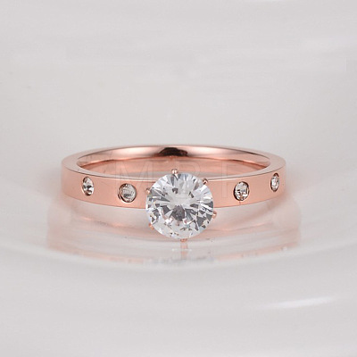 201 Stainless Steel Rhinestone Finger Rings for Women FS-WGA8964-01-1