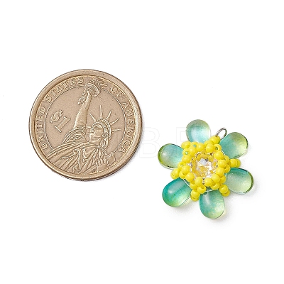 Beaded Flower Charms PALLOY-MZ00438-03-1