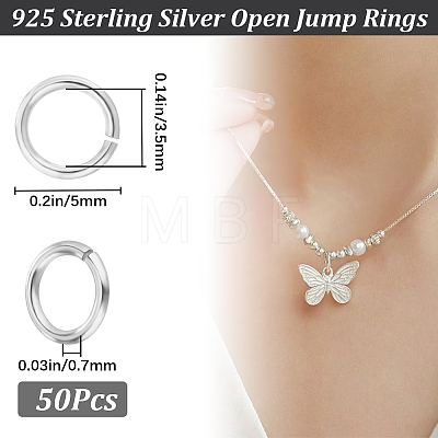 50Pcs 925 Sterling Silver Open Jump Rings STER-BBC0006-18B-1