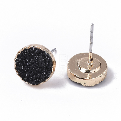 Electroplate Druzy Resin Stud Earrings RESI-S383-029A-1