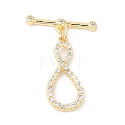 Brass Micro Pave Clear Cubic Zirconia Toggle Clasps KK-P234-66G-1