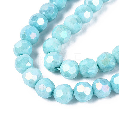 Anti-Tarnish Electroplate Glass Beads Strands EGLA-ZX010-8mm-10-1